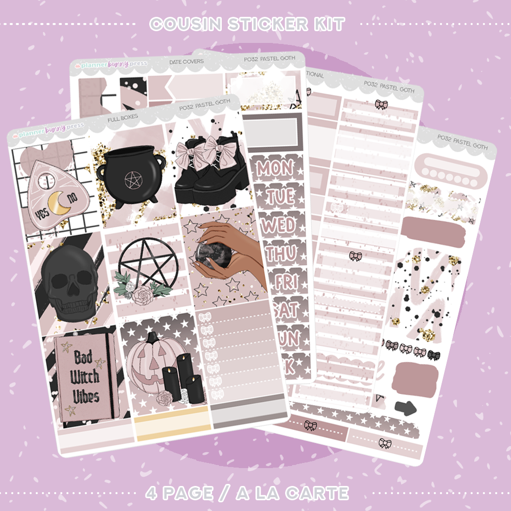Pastel Goth | Hobonichi Cousin Sticker Kit