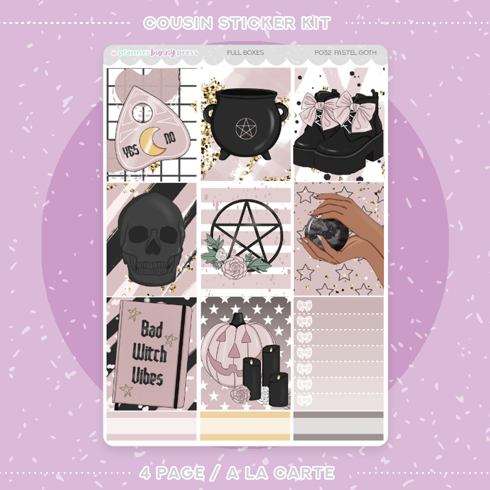 Pastel Goth | Hobonichi Cousin Sticker Kit
