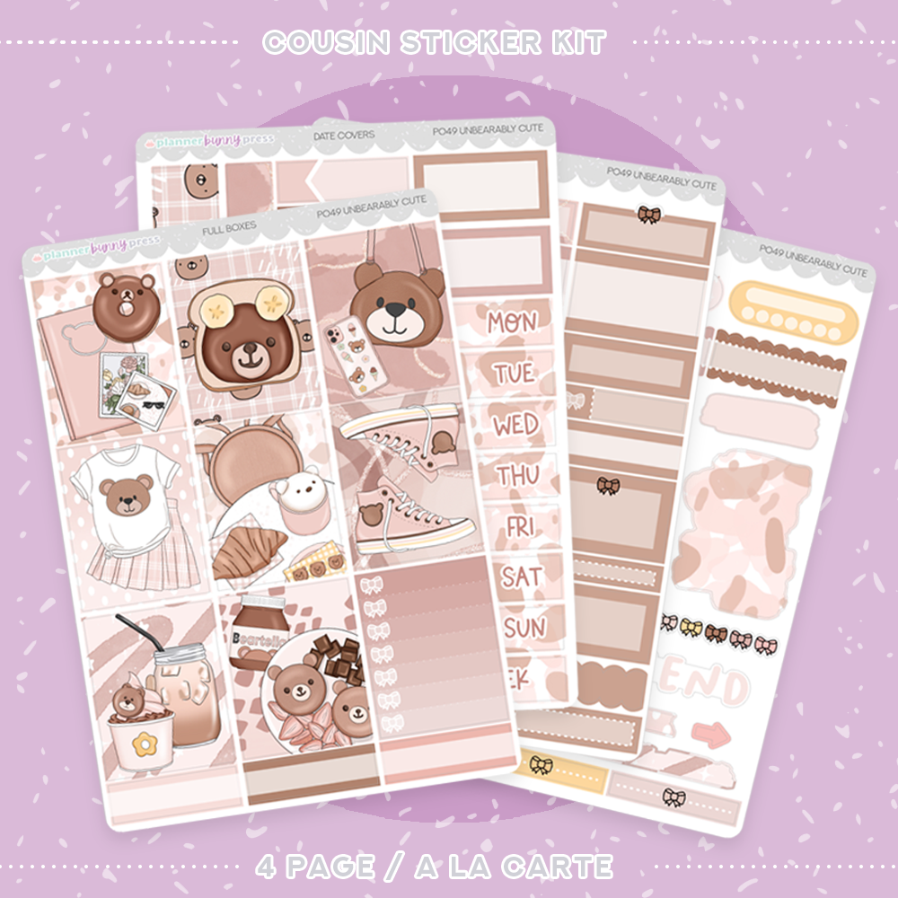 Unbearably Cute  Hobonichi Cousin Sticker Kit – Planner Bunny Press