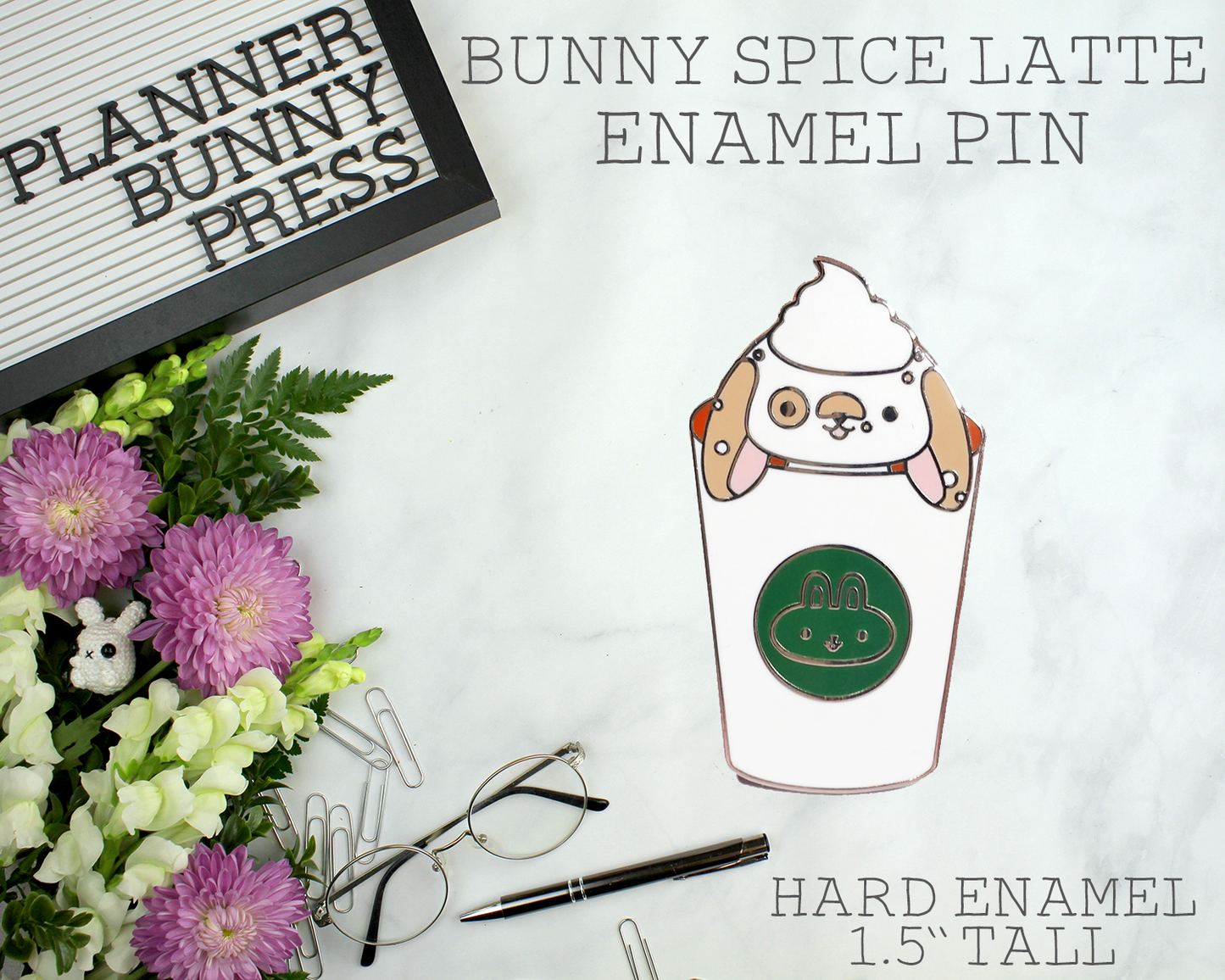 Bunny Spice Latte Enamel Pin