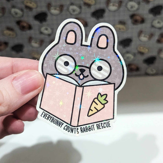 Read A Book Holographic Sticker Die Cut | EVERYBUNNY COUNTS FUNDRAISER