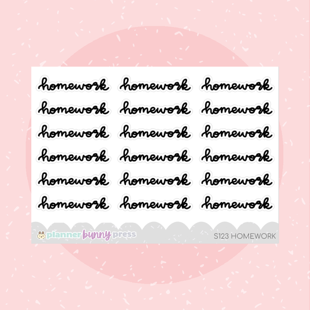 Homework | Script Mini – Planner Bunny Press